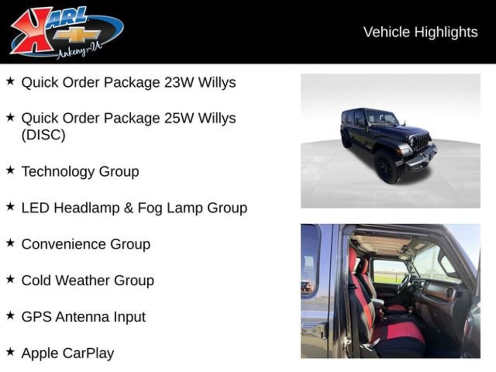 Used 2021 Jeep Wrangler Unlimited Willys 4x4 SUV