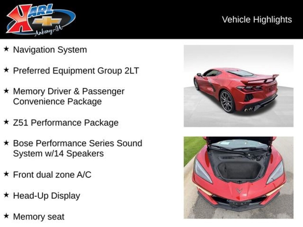 Used 2025 Chevrolet Corvette Stingray 2LT Performance