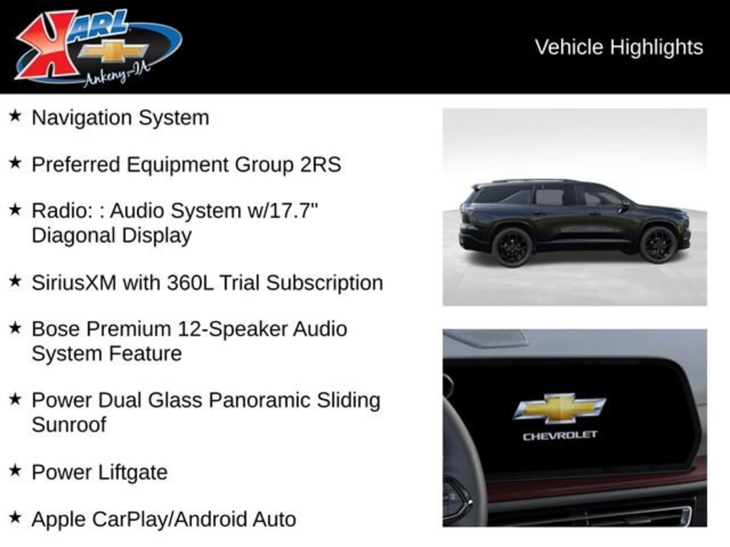 New 2026 Chevrolet Traverse RS SUV