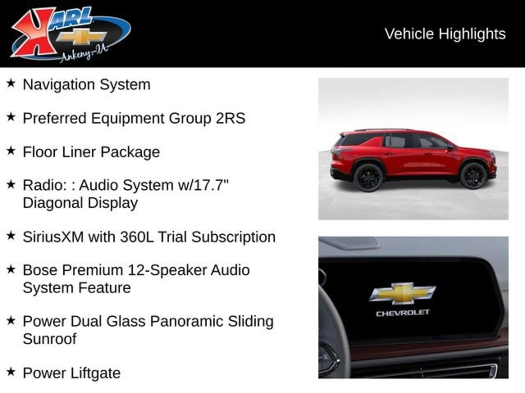 New 2026 Chevrolet Traverse RS SUV