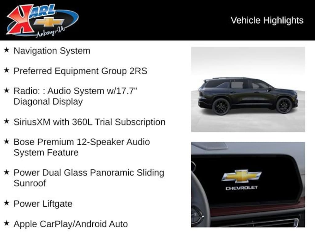 New 2026 Chevrolet Traverse RS SUV