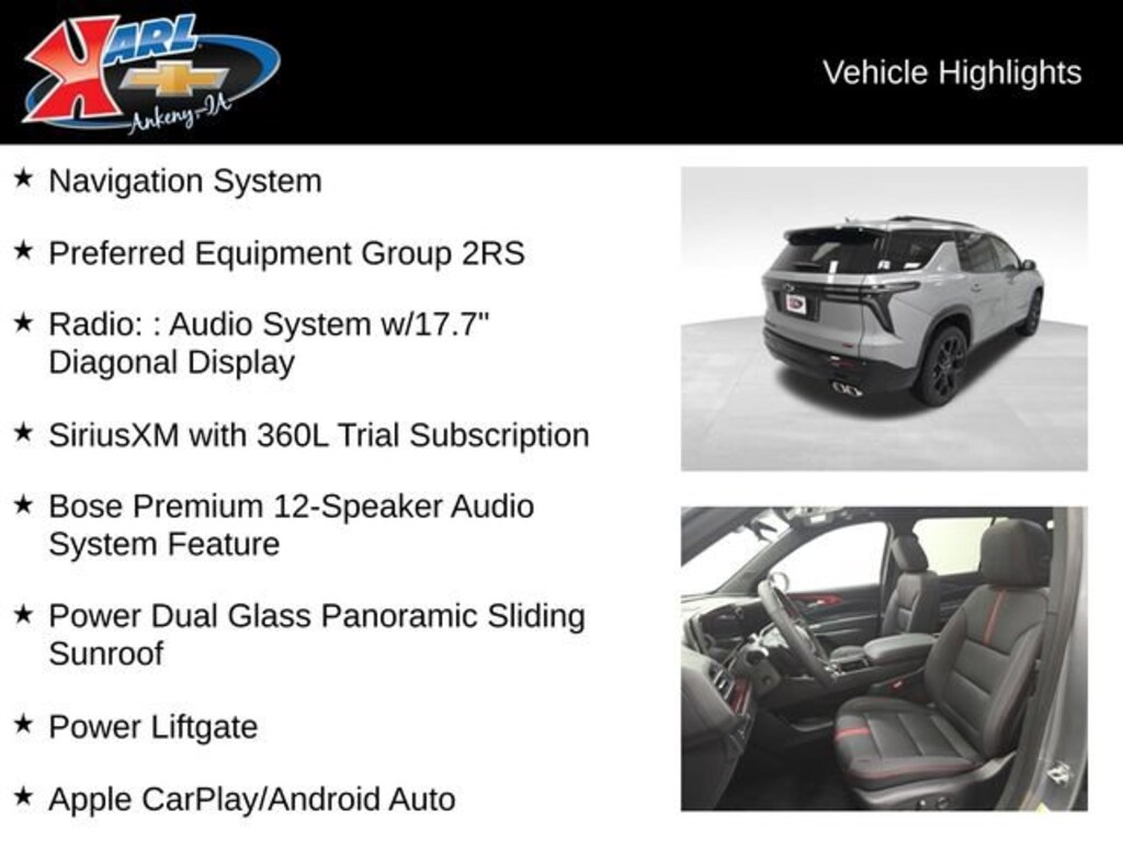 New 2026 Chevrolet Traverse RS SUV
