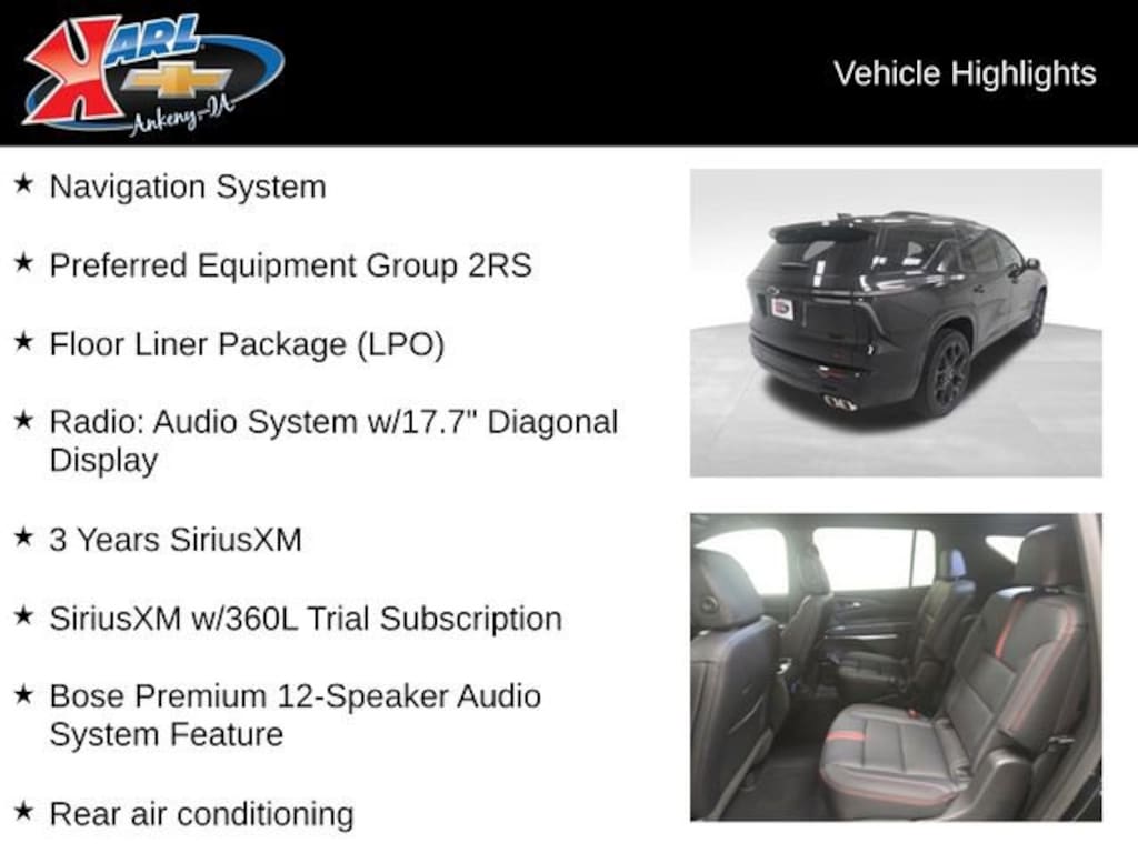New 2026 Chevrolet Traverse RS SUV