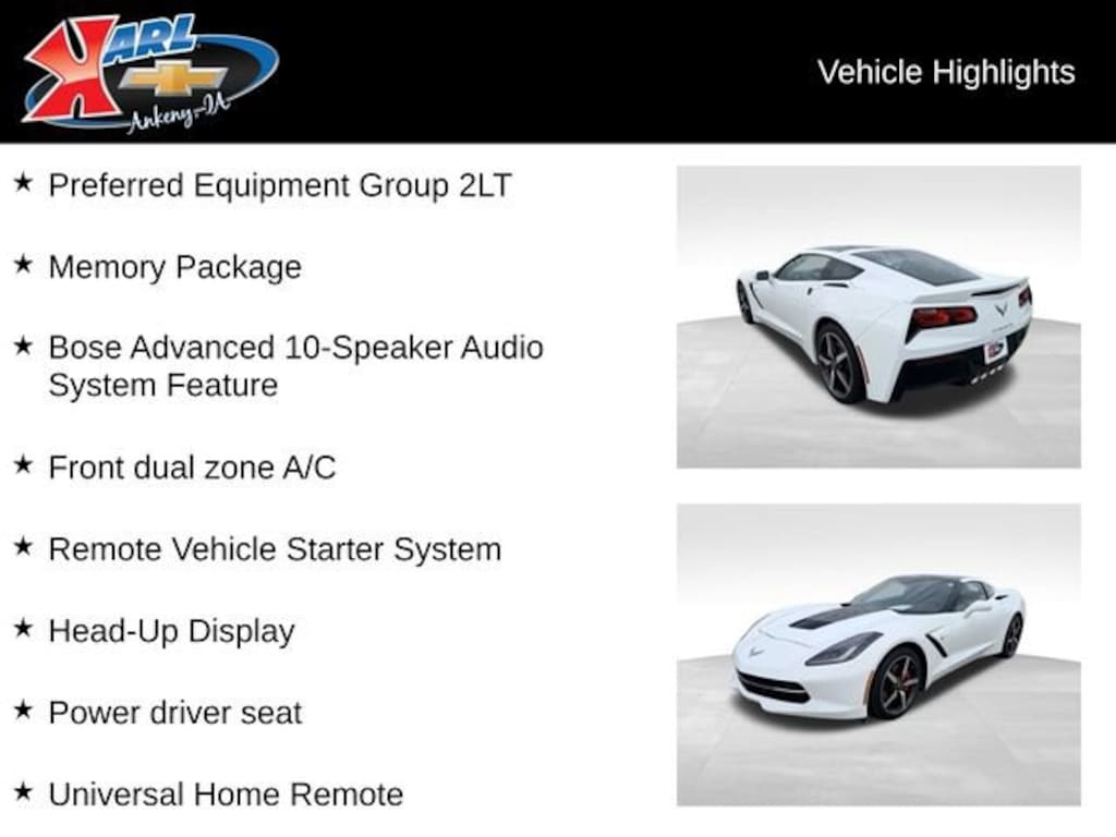 Used 2015 Chevrolet Corvette Stingray 2LT Performance