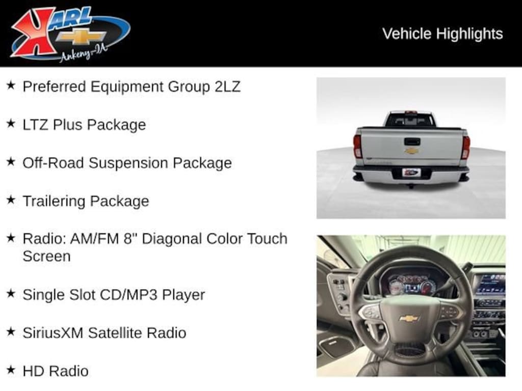 Used 2017 Chevrolet Silverado 1500 LTZ Truck Crew Cab