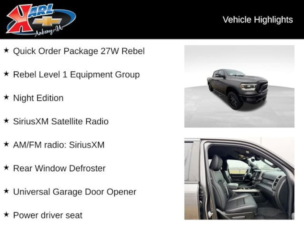 Used 2021 Ram 1500 Rebel Crew Cab 4x4 57 Box Truck Crew Cab