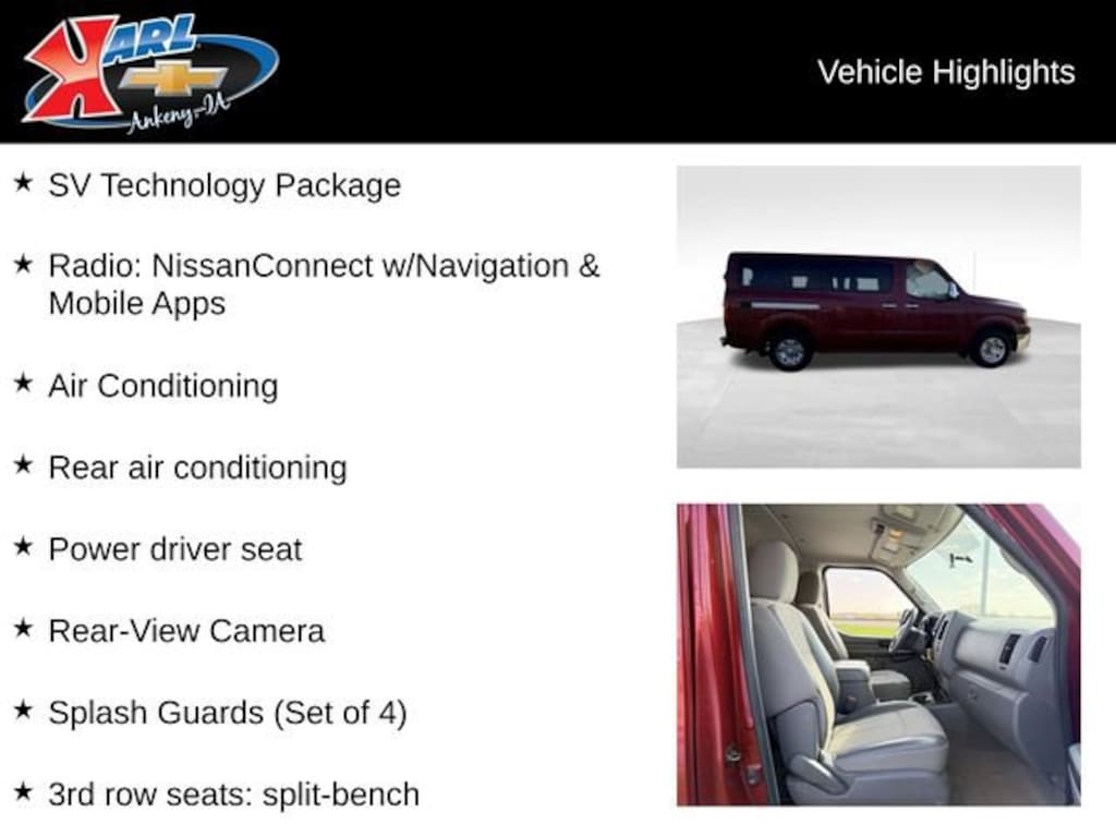 Used 2016 Nissan NV Passenger NV3500 HD SV V6 Van