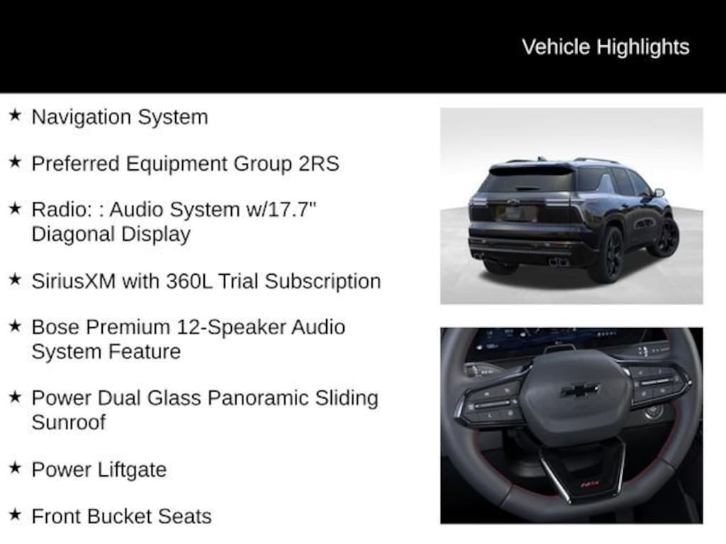 New 2026 Chevrolet Traverse RS SUV