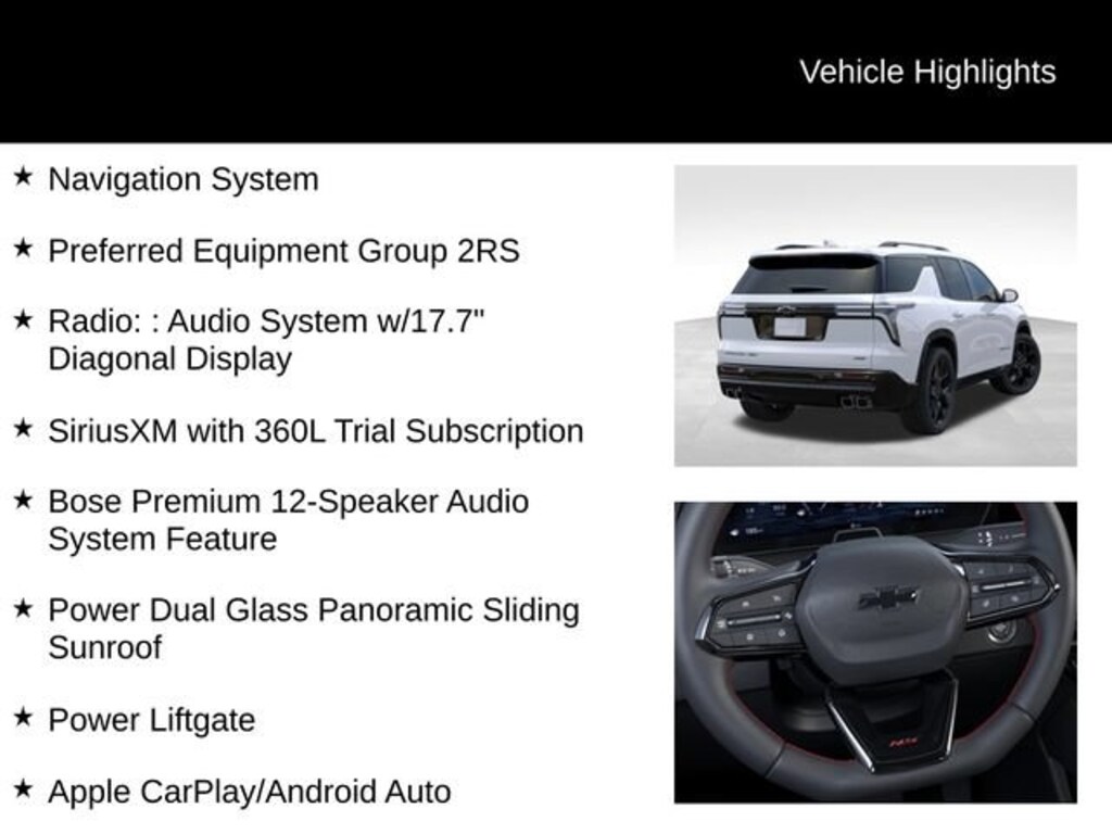 New 2026 Chevrolet Traverse RS SUV