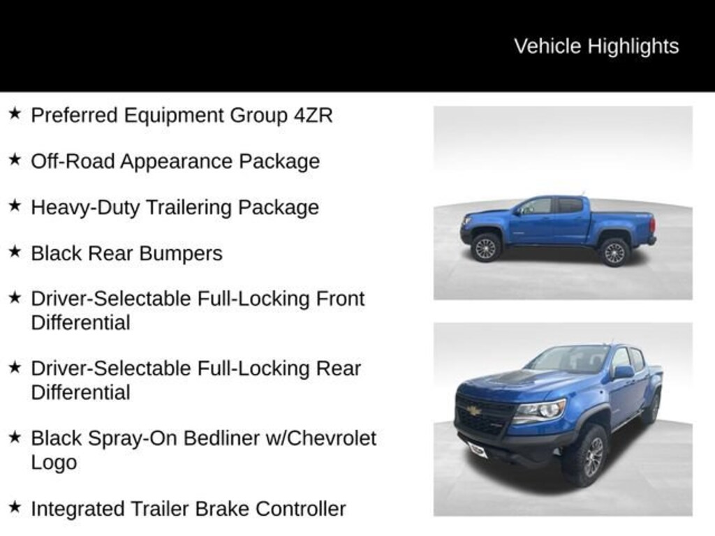 Used 2018 Chevrolet Colorado 4WD ZR2 Truck