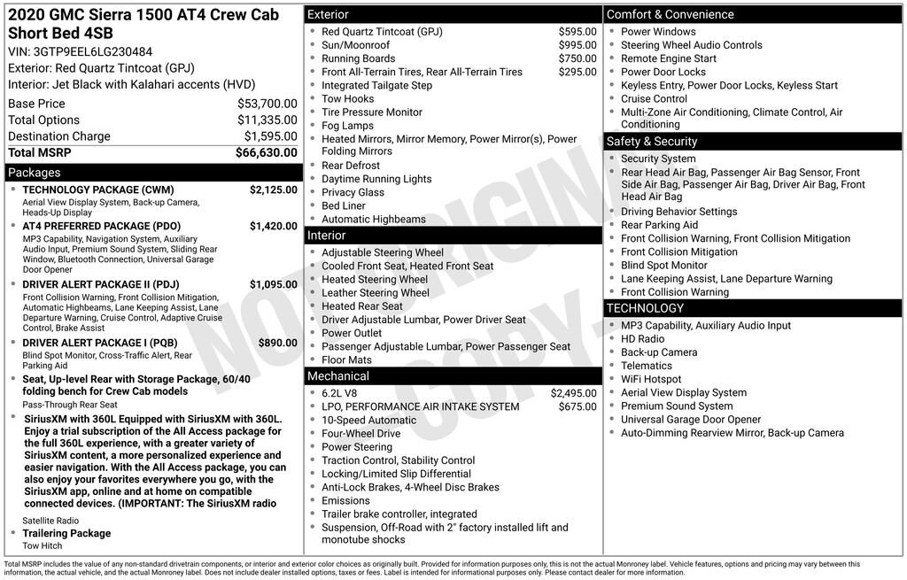 Used 2020 GMC Sierra 1500 AT4 Truck