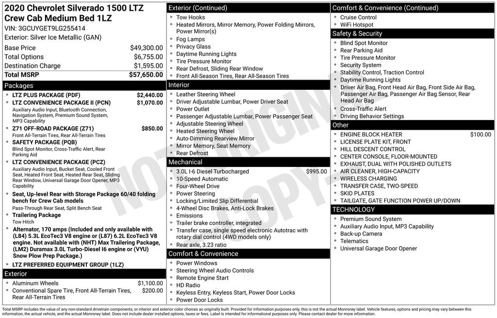 Used 2020 Chevrolet Silverado 1500 LTZ Truck Crew Cab