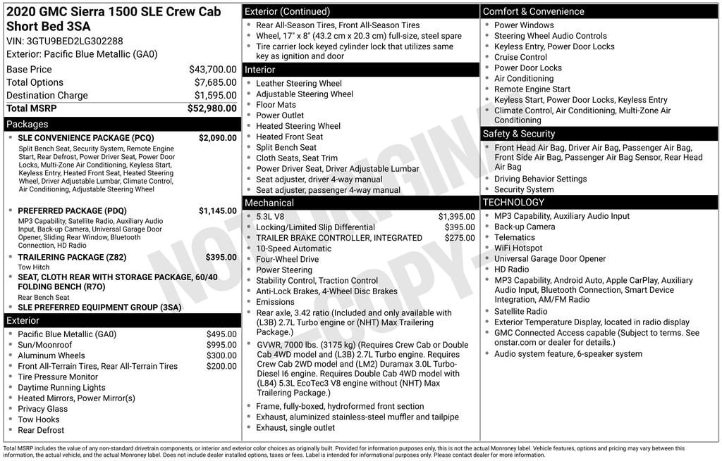 Used 2020 GMC Sierra 1500 SLE Truck Crew Cab