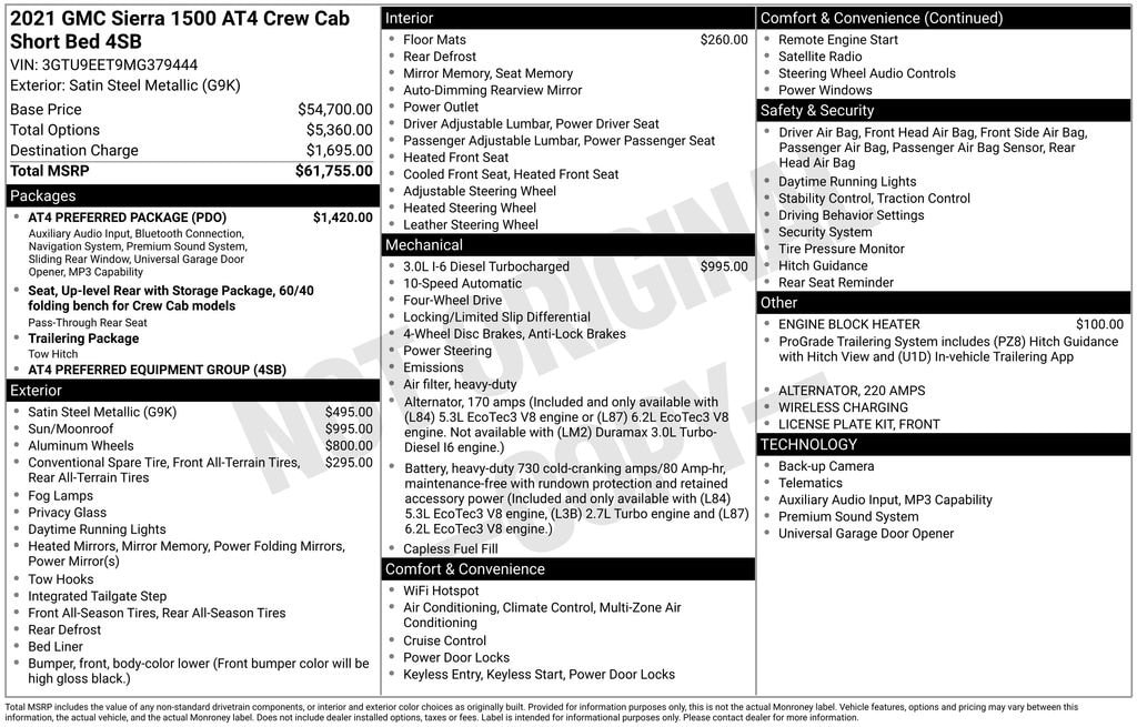 Used 2021 GMC Sierra 1500 AT4 Truck Crew Cab