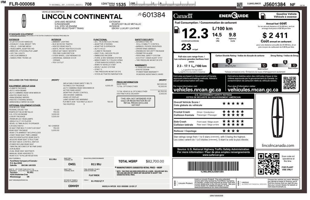 Used 2018 Lincoln Continental Reserve