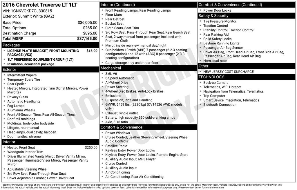 Used 2016 Chevrolet Traverse LT SUV