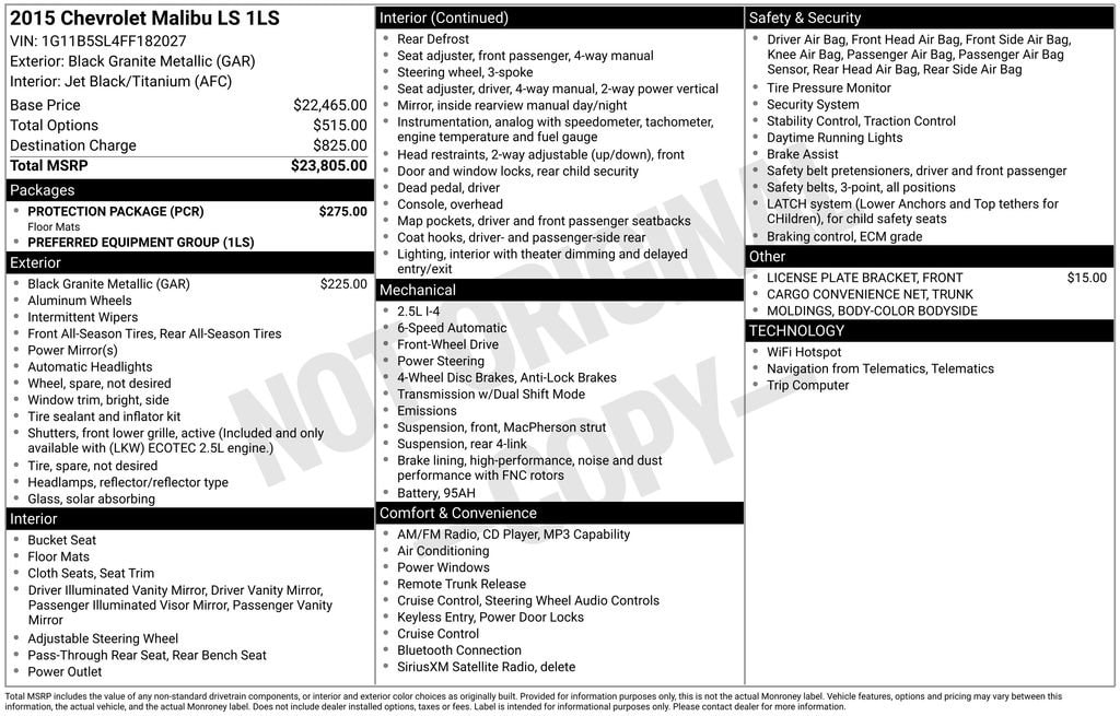 2015 Chevrolet Malibu 1LS - Photo 5