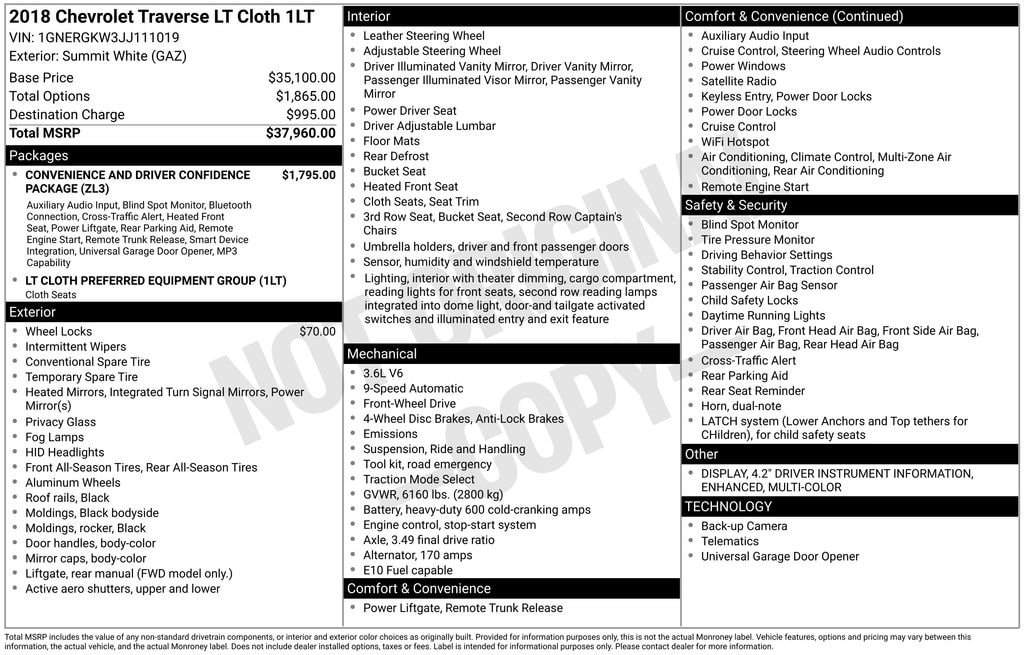 Used 2018 Chevrolet Traverse LT Cloth SUV