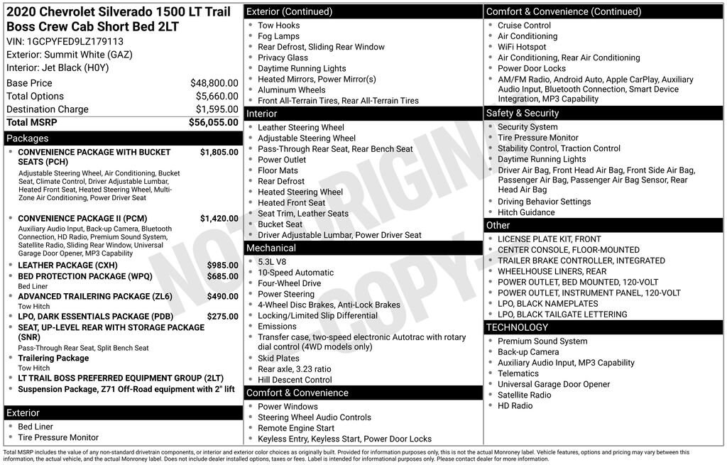 Used 2020 Chevrolet Silverado 1500 LT Trail Boss Truck