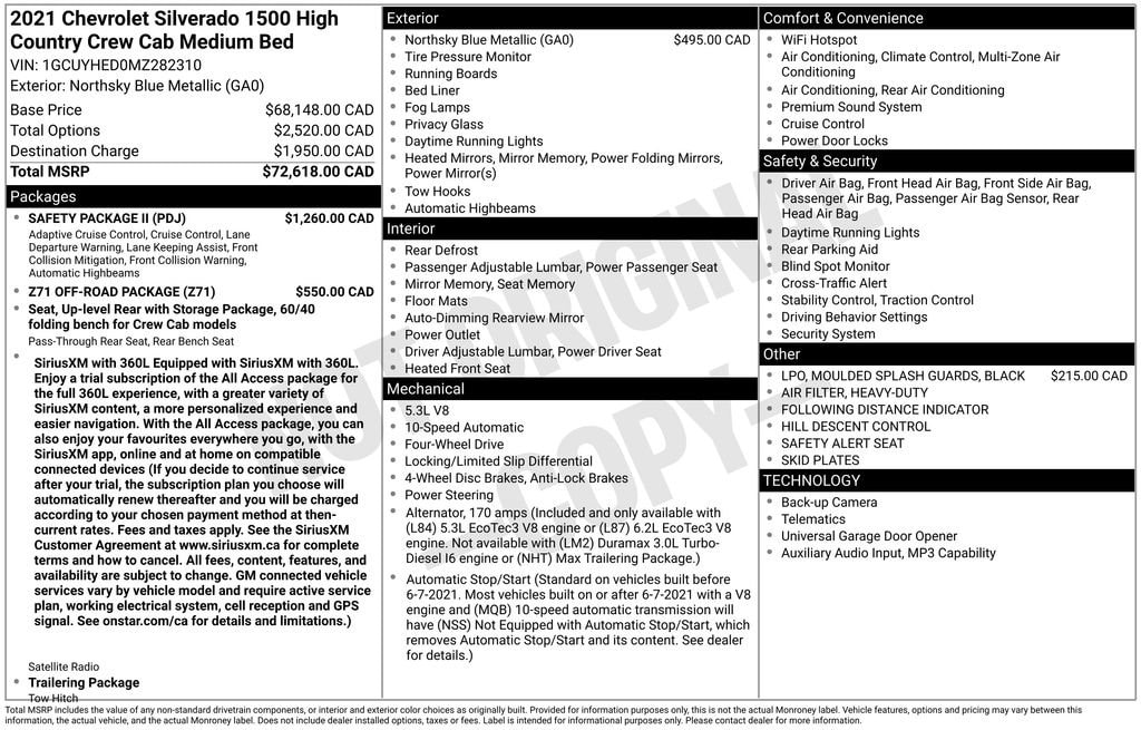 Used 2021 Chevrolet Silverado 1500 High Country Truck