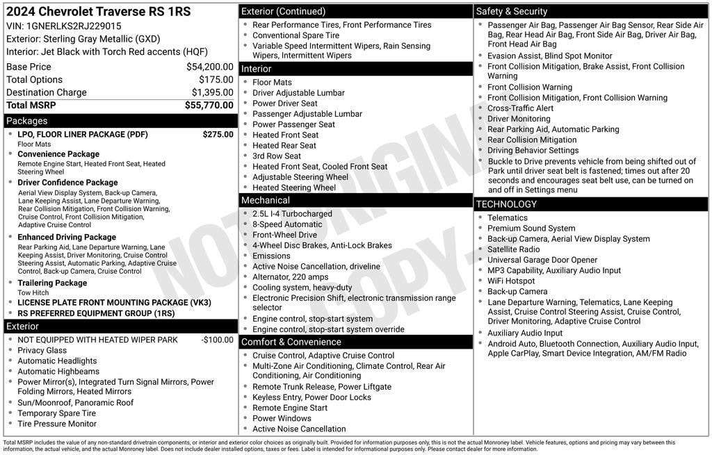 Used 2024 Chevrolet Traverse RS SUV