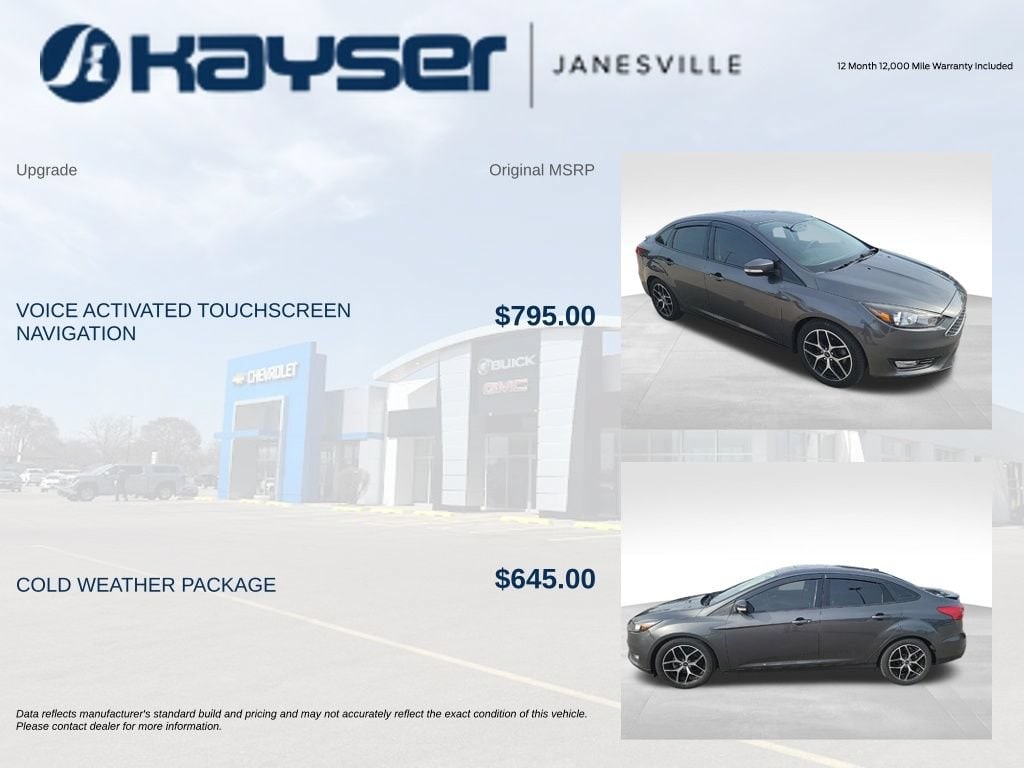Used 2017 Ford Focus SEL with VIN 1FADP3H29HL323354 for sale in Janesville, WI