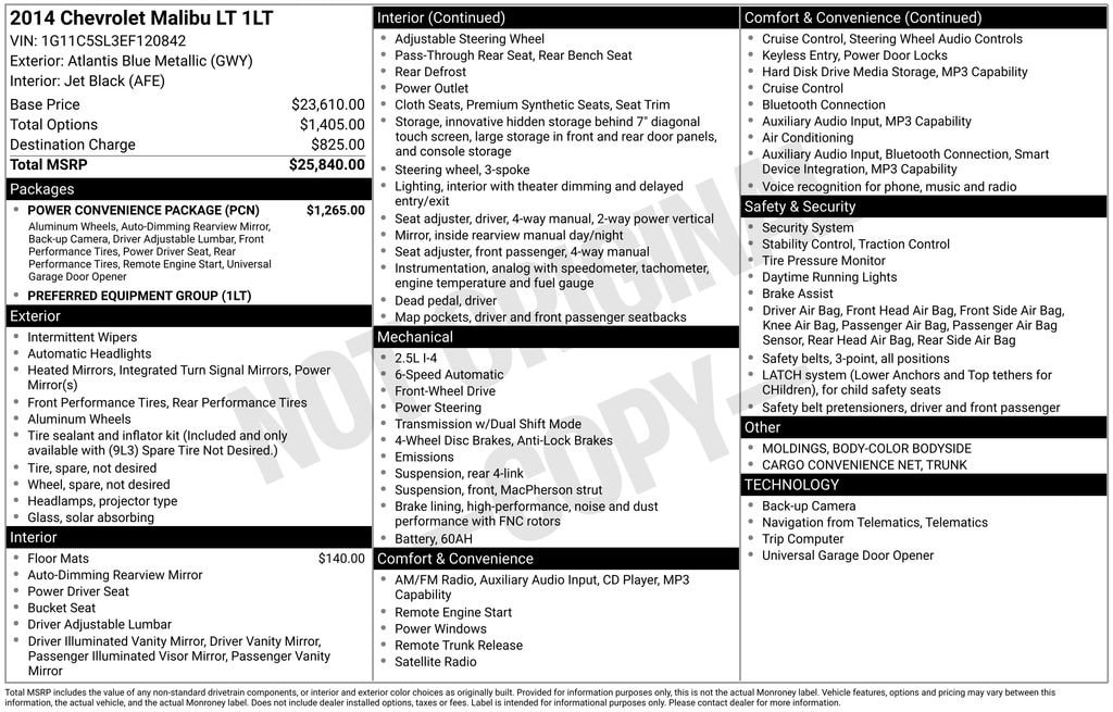 Used 2014 Chevrolet Malibu LT Car