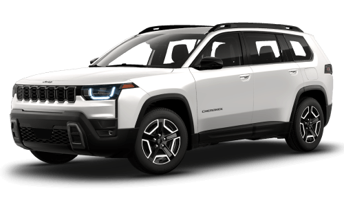 26 Jeep Cherokee Limited in Bright White in three quarter angle.