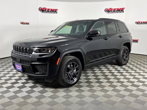 black 2027 Jeep Grand Cherokee SUV parked at the Keene CDJR dealership in Jarrettsville, MD