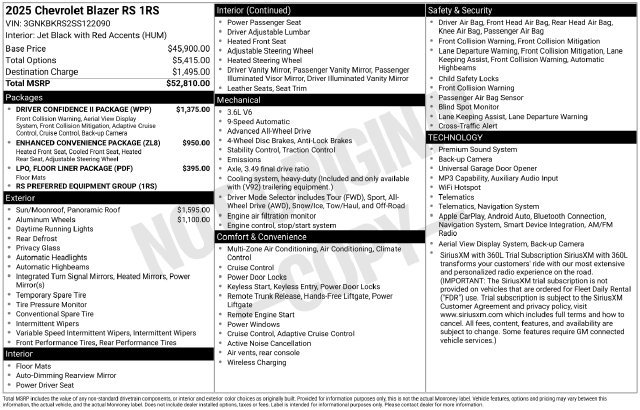 Used 2025 Chevrolet Blazer RS SUV