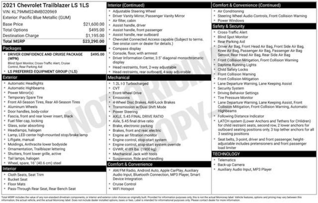 Used 2021 Chevrolet Trailblazer LS SUV