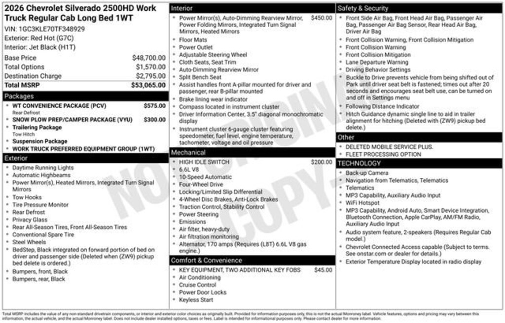 New 2026 Chevrolet Silverado 2500 HD WT Truck
