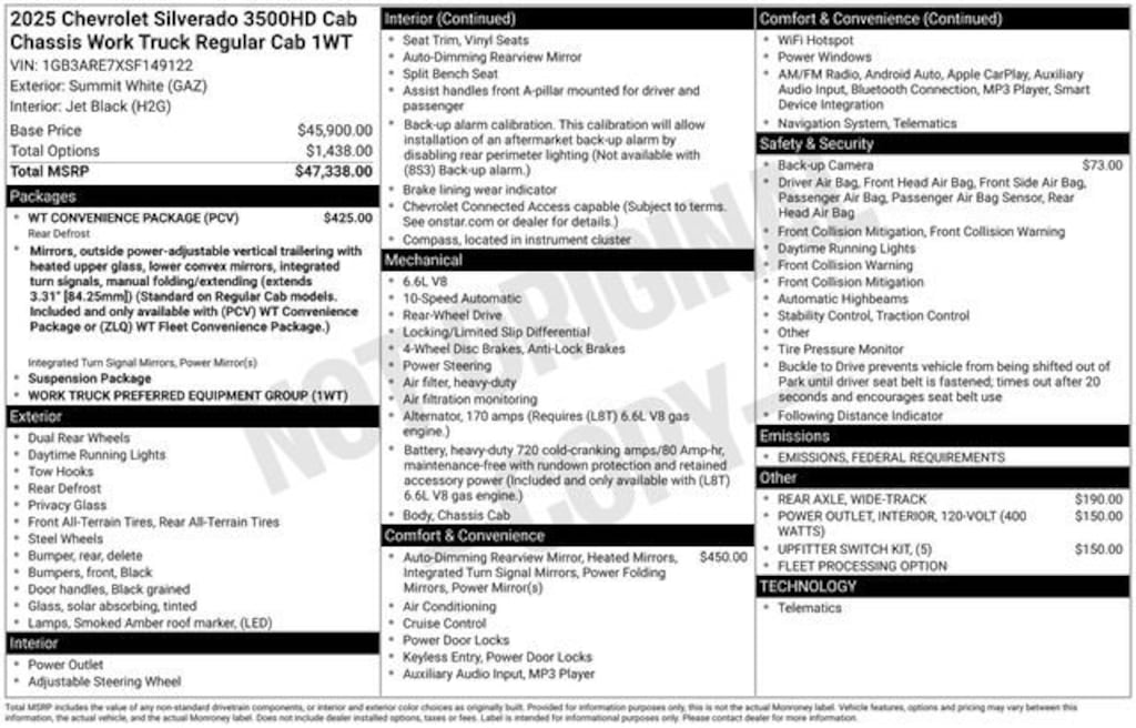 New 2025 Chevrolet Silverado 3500 HD Chassis Cab Work Truck Truck