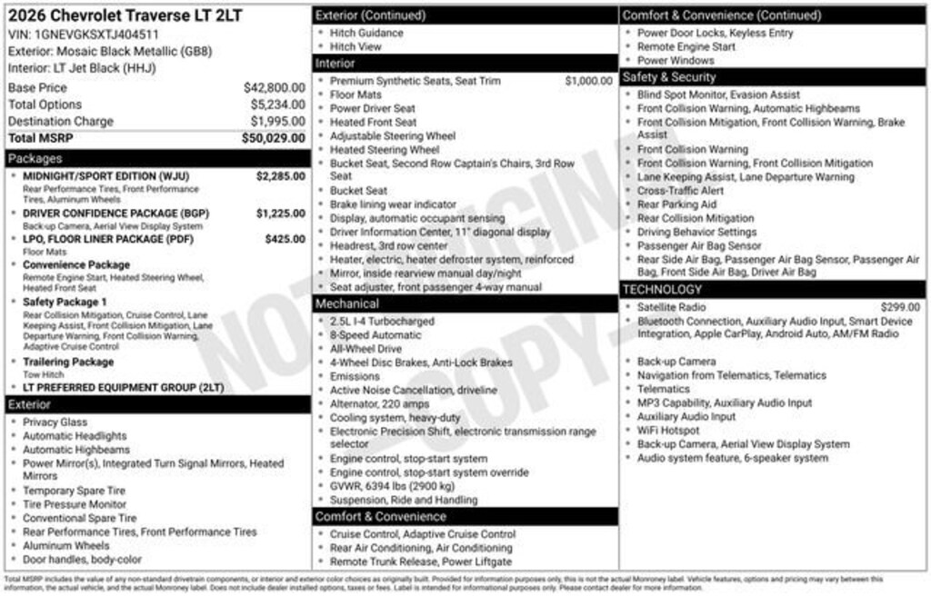 New 2026 Chevrolet Traverse LT SUV