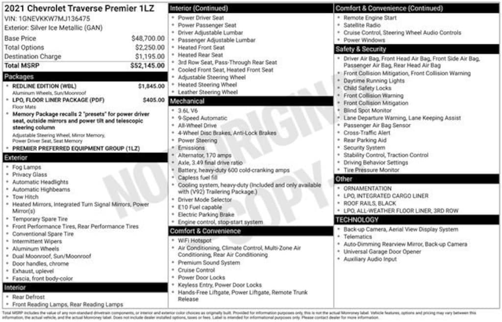 Used 2021 Chevrolet Traverse Premier SUV