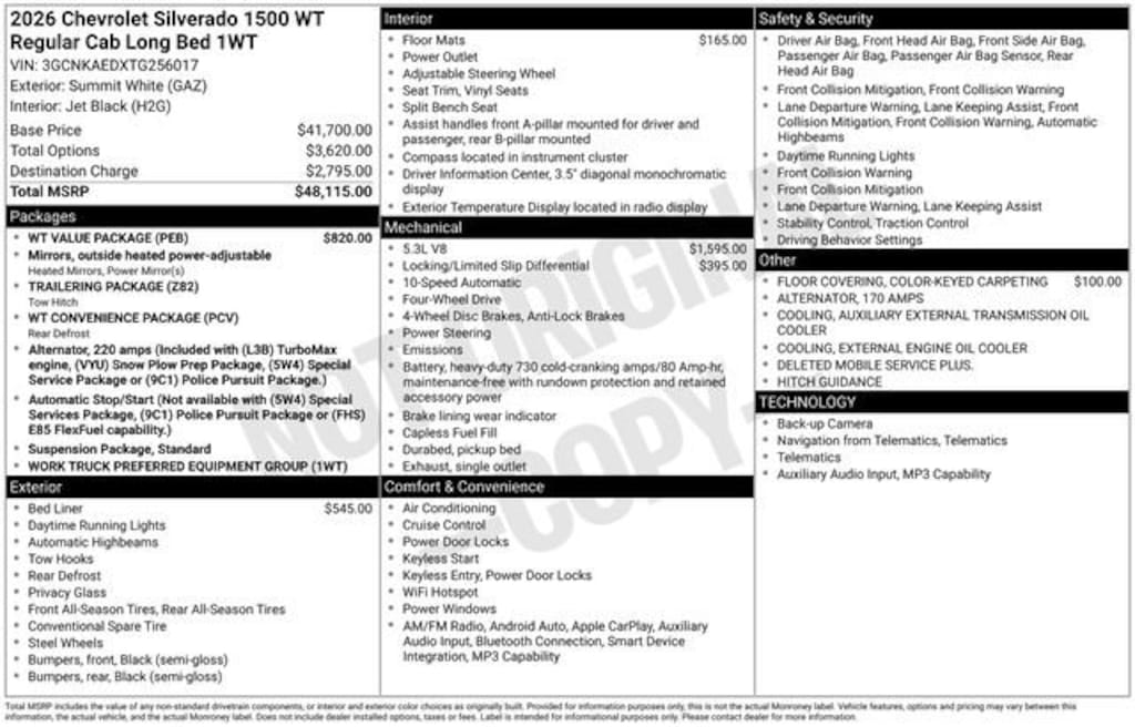 New 2026 Chevrolet Silverado 1500 WT Truck