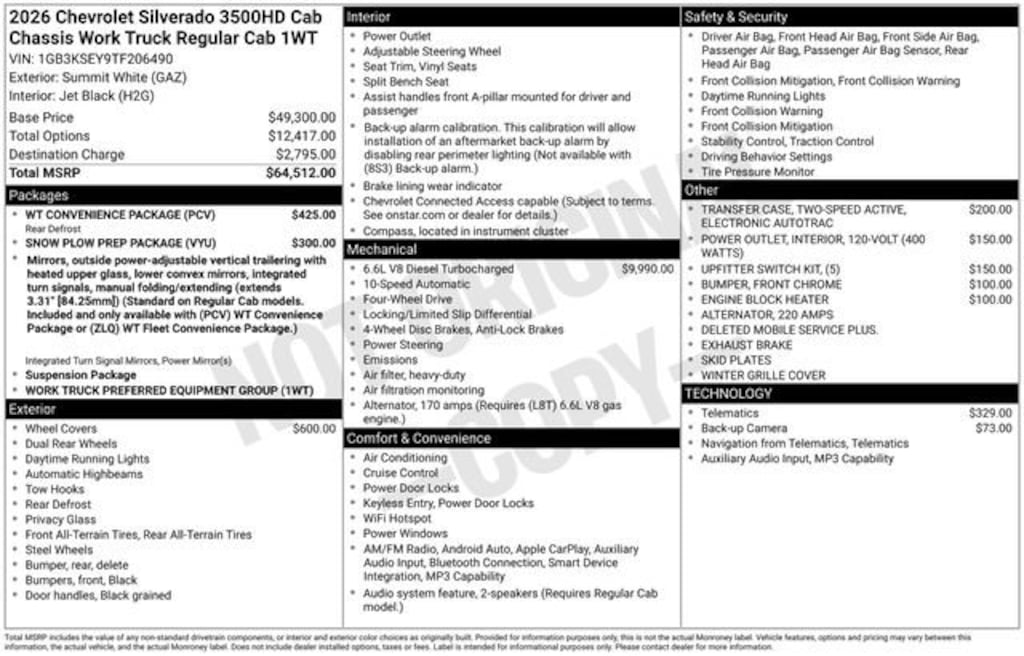 New 2026 Chevrolet Silverado 3500 HD Chassis Cab Work Truck Truck