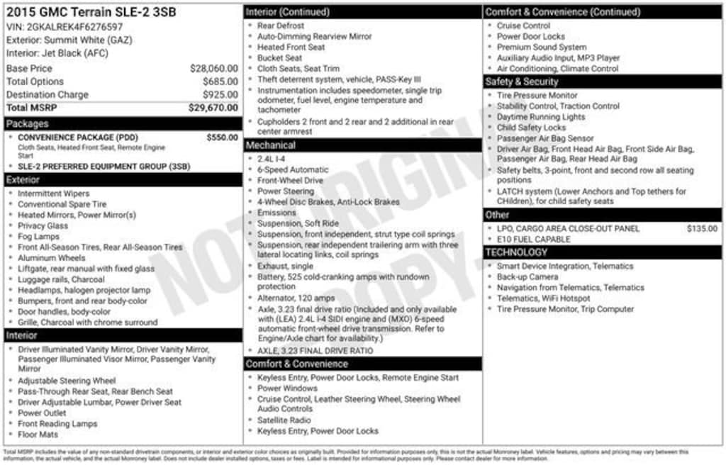 Used 2015 GMC Terrain SLE SUV