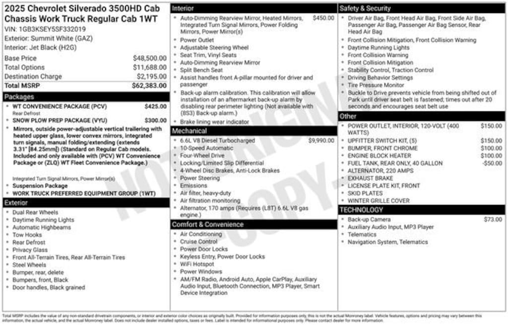 New 2025 Chevrolet Silverado 3500 HD Chassis Cab Work Truck Truck