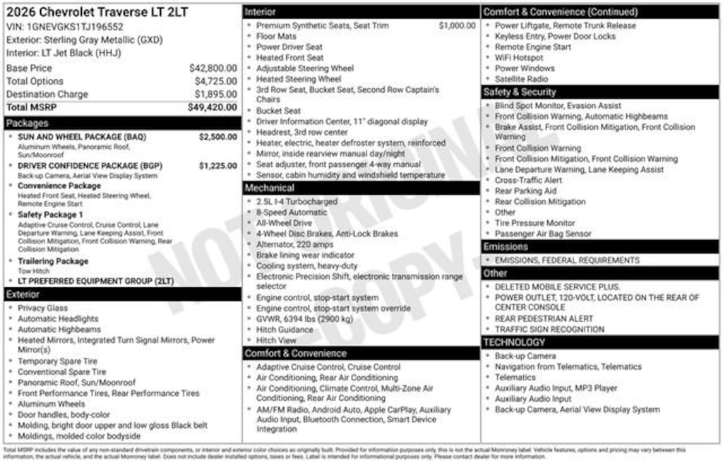 New 2026 Chevrolet Traverse LT SUV