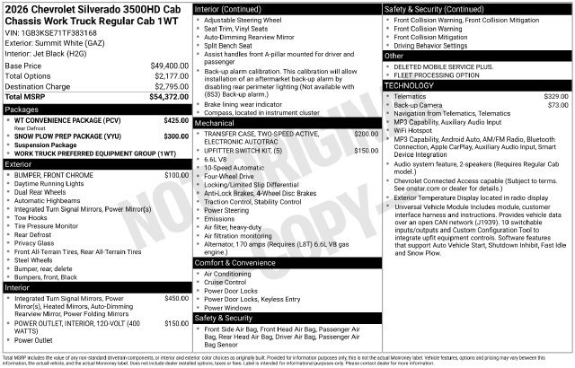 New 2026 Chevrolet Silverado 3500 HD Chassis Cab Work Truck Truck