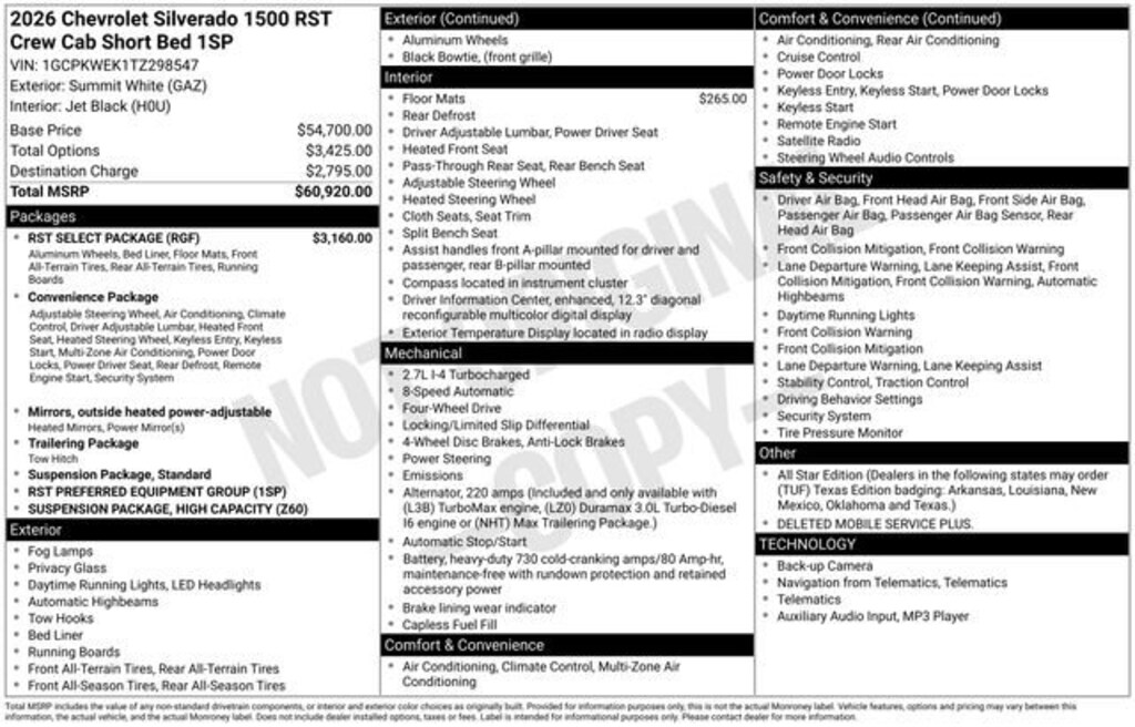 New 2026 Chevrolet Silverado 1500 RST Truck