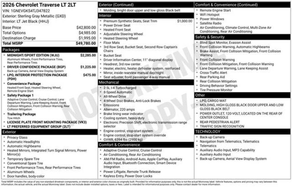 New 2026 Chevrolet Traverse LT SUV
