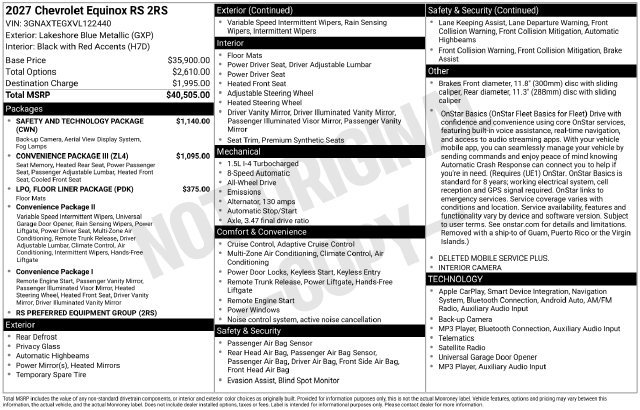 New 2027 Chevrolet Equinox RS SUV
