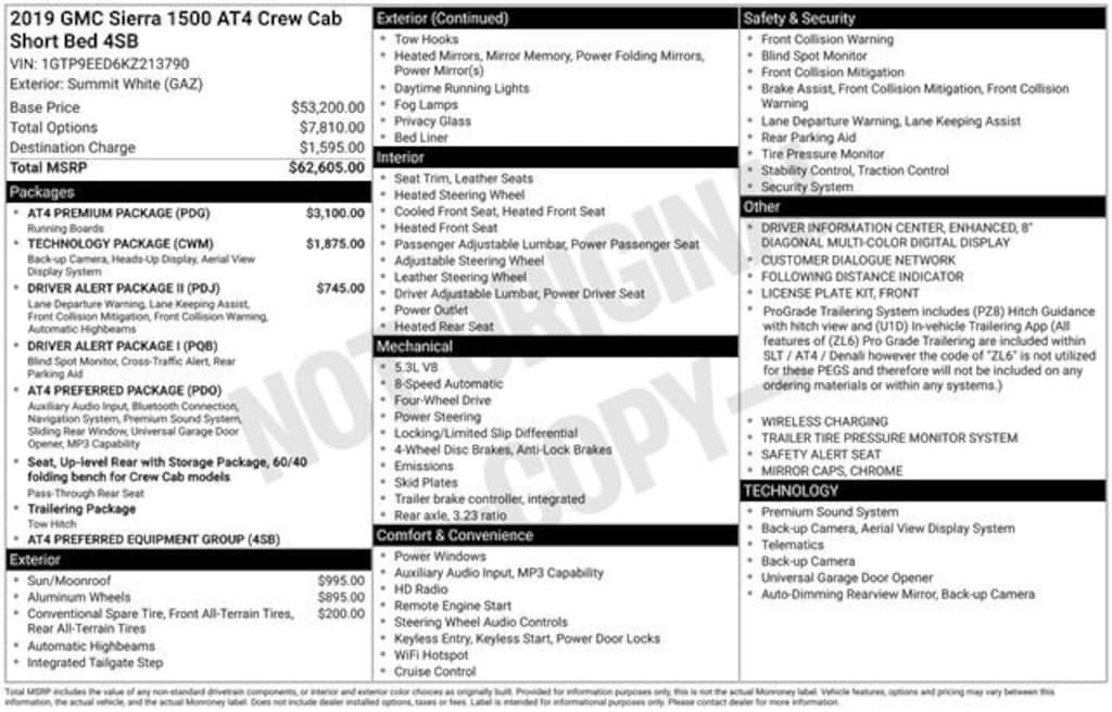 Used 2019 GMC Sierra 1500 AT4 Truck