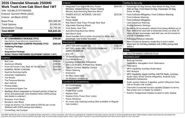 New 2026 Chevrolet Silverado 2500 HD WT Truck