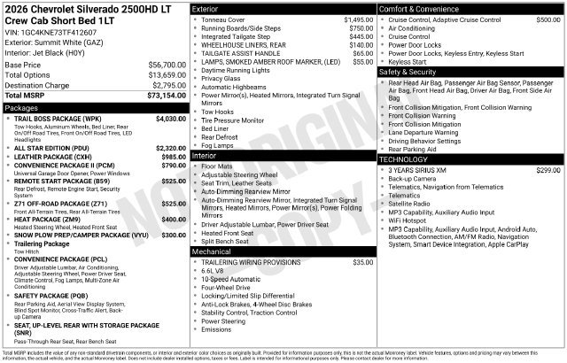 New 2026 Chevrolet Silverado 2500 HD LT Truck