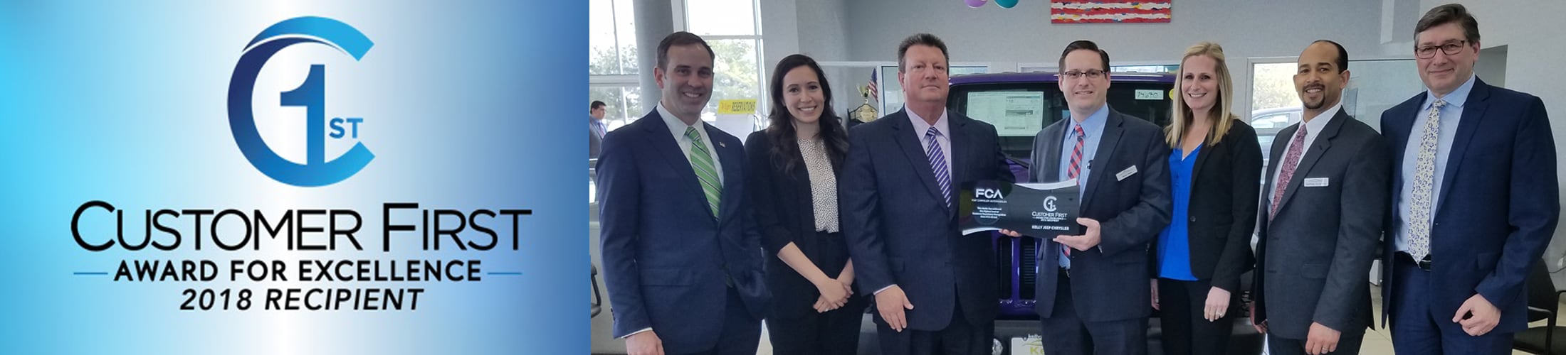Kelly Jeep Chrysler Customer First Award For Excellence 2018