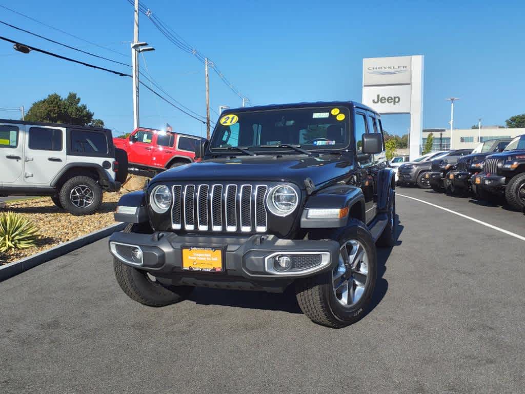 Certified 2021 Jeep Wrangler Unlimited Sahara with VIN 1C4HJXEG4MW508330 for sale in Lynnfield, MA