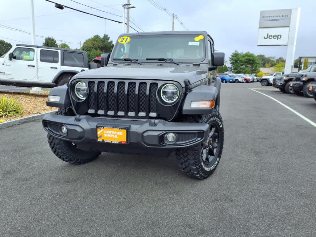 Certified 2021 Jeep Wrangler Unlimited Willys with VIN 1C4HJXDN9MW552579 for sale in Lynnfield, MA